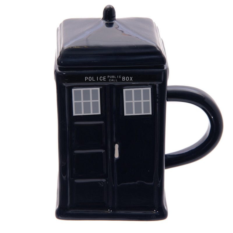 Novelty Ceramic Doctor Who Police Box Square Mug with Lid