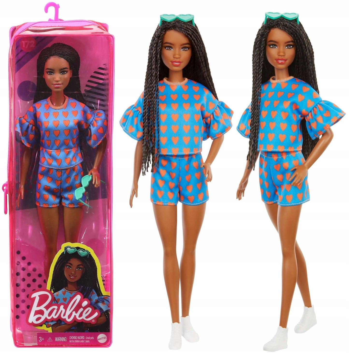 Barbie Fashionistas Doll 172 Orange Heart Print Outfit