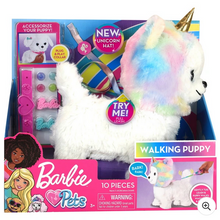 Load image into Gallery viewer, Barbie Walking Puppy with removable Unicorn Hood