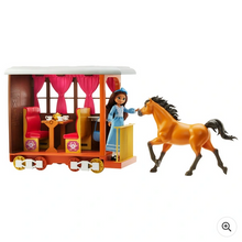 Load image into Gallery viewer, DreamWorks Spirit Untamed Lucky&#39;s Train Home Playset with Doll and Horse