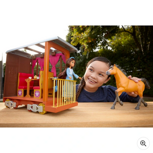 DreamWorks Spirit Untamed Lucky's Train Home Playset with Doll and Horse