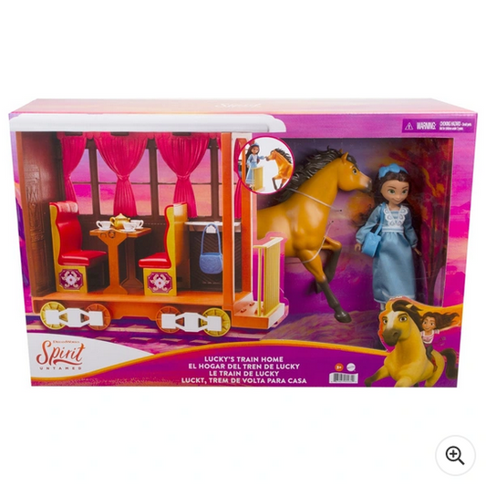 DreamWorks Spirit Untamed Lucky's Train Home Playset with Doll and Horse