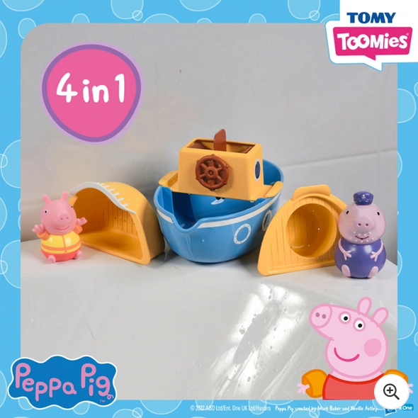 TOMY Toomies Peppa Pig Grandad Pigs Splash & Pour Boat