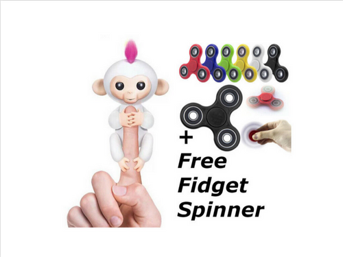 FingerFun White Monkey With Free Fidget Spinner