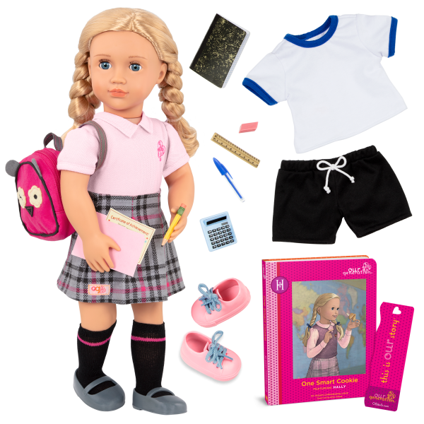 Our Generation Deluxe Poseable School Doll & Book Hally