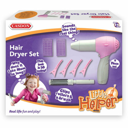 Casdon Little Helper Hair Dryer Set 8 Piece Kids Role Play Styling Kit NEW