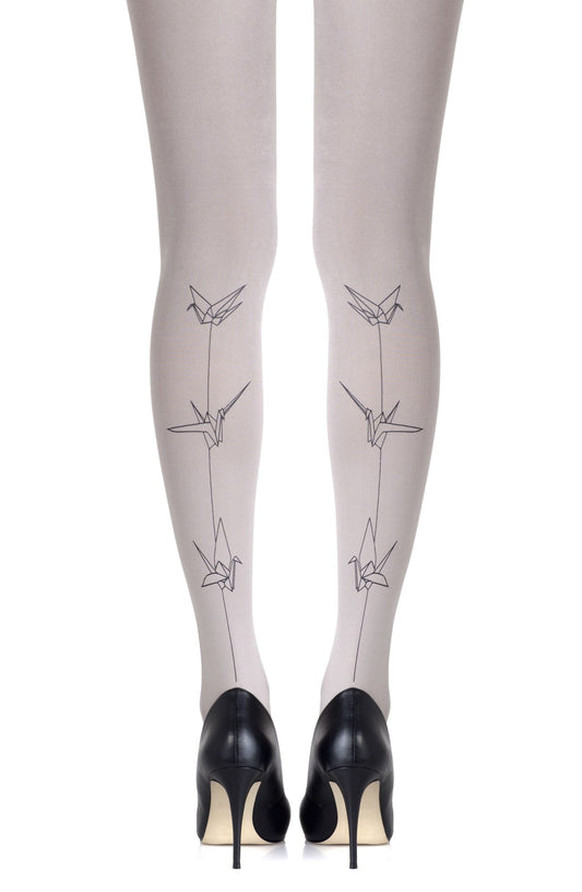 Zohara "Paper Planes" Light Grey Tights