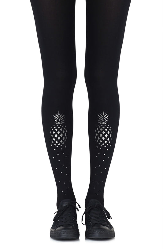 Zohara "If You Like Piña Coladas" Silver Print Tights