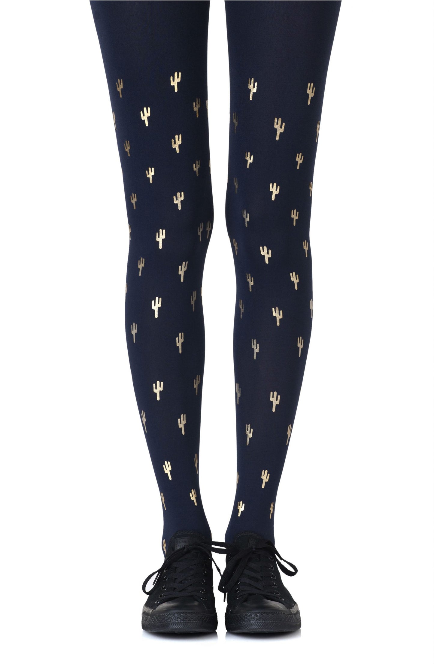 Zohara "Prickly Pear" Gold Print Tights