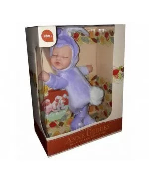 Anne Geddes 9 inch Baby Lilac Bunny Doll - Bean Filled Soft Body Collection