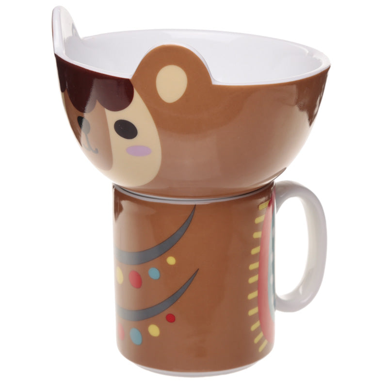 Children's Porcelain Mug and Bowl Set - Cute Llama