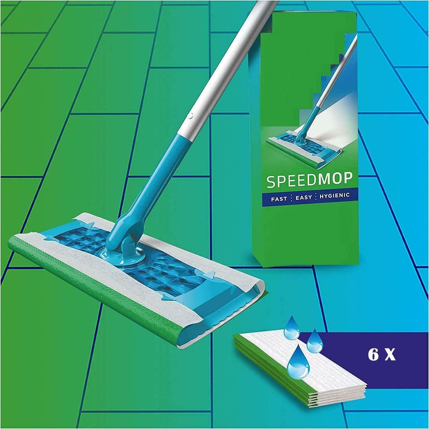 Buzz Anti-Bac Quick Mop Starter Set | Includes 6 Floor Wipes