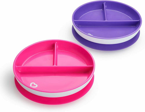 Munchkin Stay Put Suction Plate 2 Pack Pink And Purple