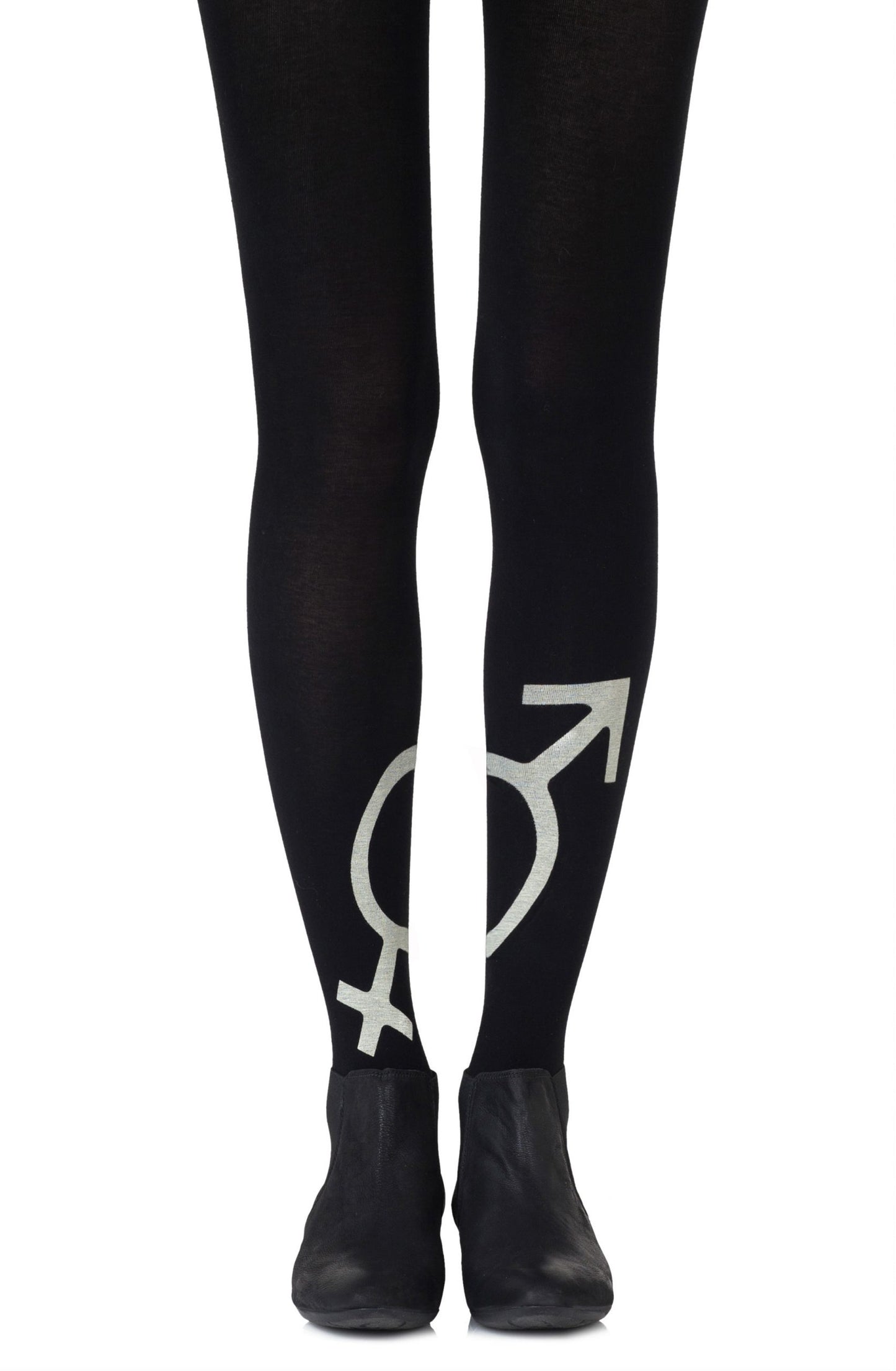 Zohara "Mars + Venus" Light Grey Print Tights