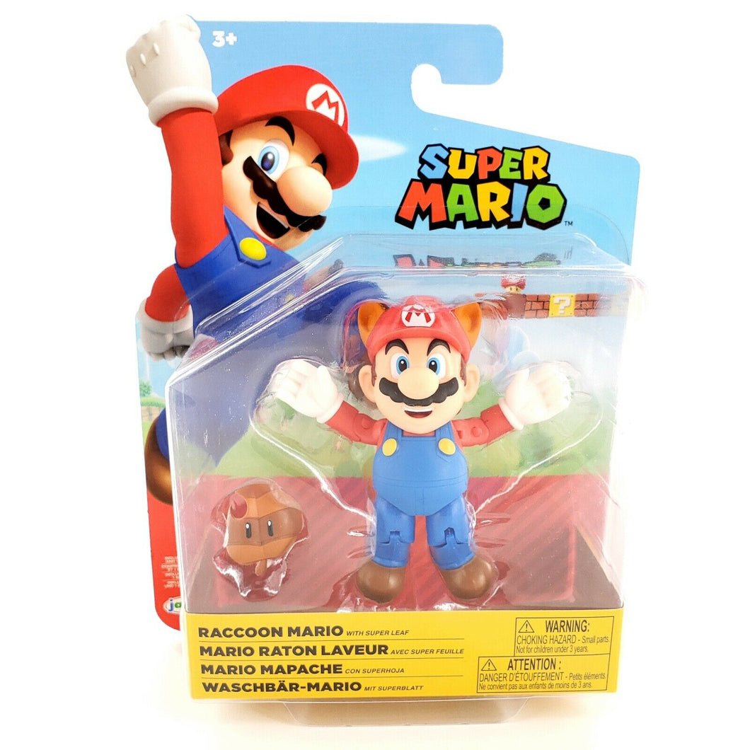 Super Mario Raccoon Mario w/ Super Leaf Action Figure