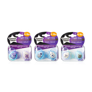Tommee Tippee Closer To Nature Night Time Orthodontic Soothers 6 - 18 Months 1 Supplied